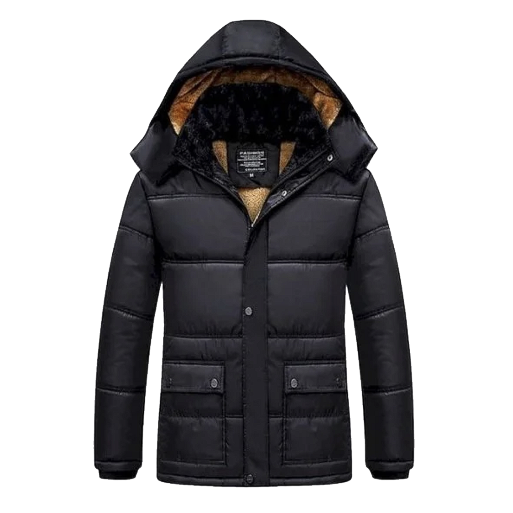 44 Hooded Padded Jacket With Front Fastening And Flap Pocket Design - Image 1