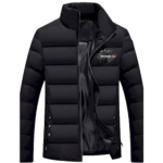 Men's Stand Collar Quilted Puffer Jacket With Zipper Front Pockets