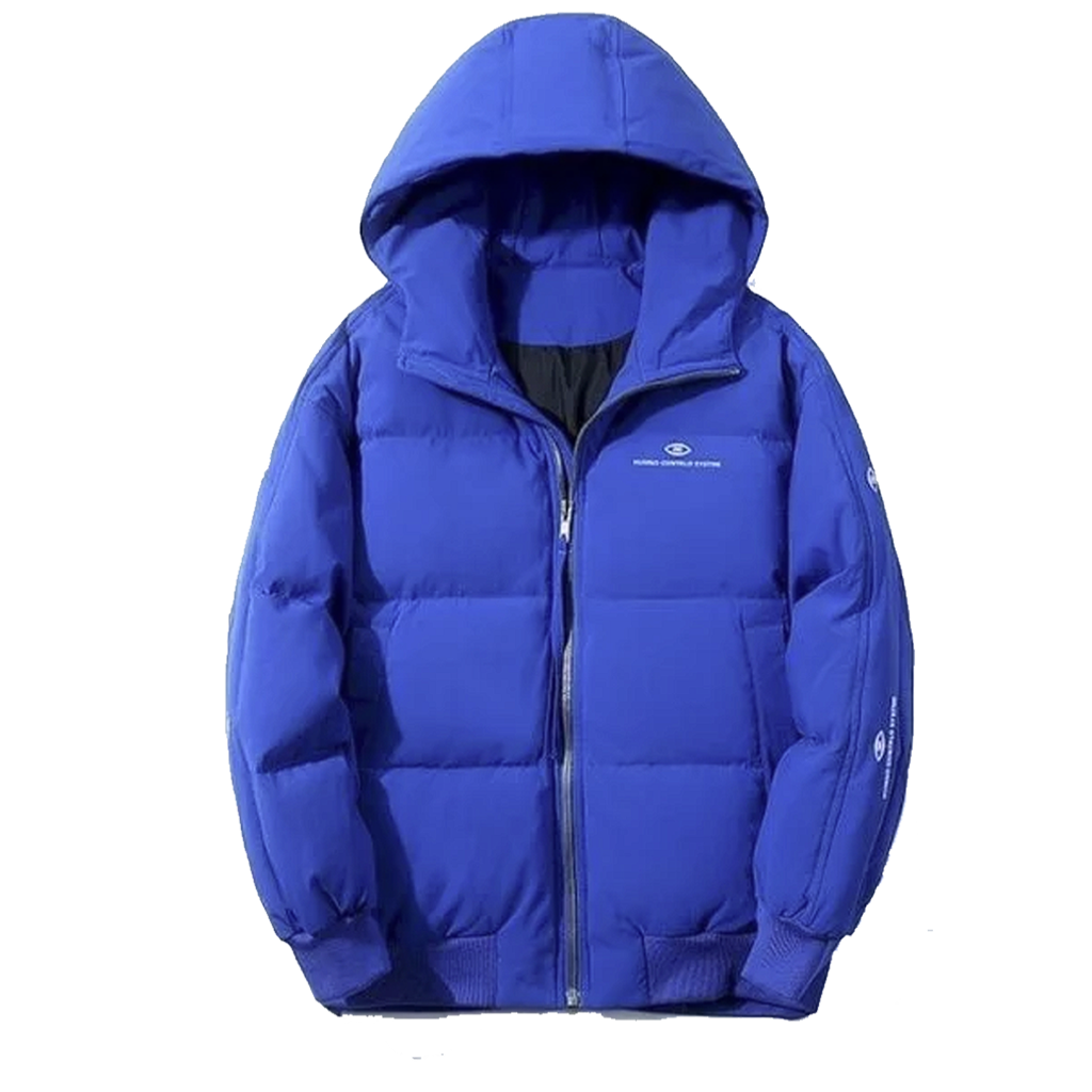 88 Men's Hooded Zip Front Puffer Jacket With Relaxed Winter Fit - Image 1